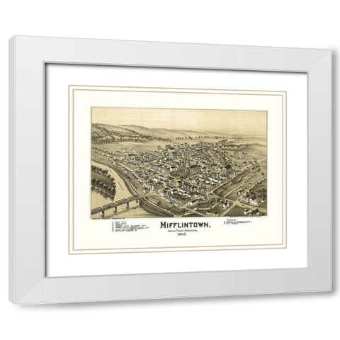 Mifflintown Pennsylvania - Fowler 1895 White Modern Wood Framed Art Print with Double Matting by Fowler