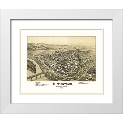 Mifflintown Pennsylvania - Fowler 1895 White Modern Wood Framed Art Print with Double Matting by Fowler