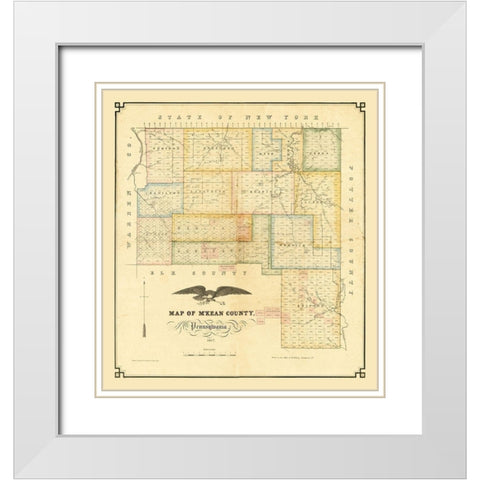 MKean County Pennsylvania - Kollner 1857 White Modern Wood Framed Art Print with Double Matting by Kollner