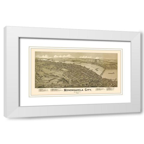 Monongahela Pennsylvania - Fowler 1902 White Modern Wood Framed Art Print with Double Matting by Fowler