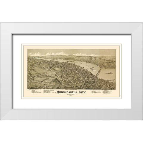 Monongahela Pennsylvania - Fowler 1902 White Modern Wood Framed Art Print with Double Matting by Fowler