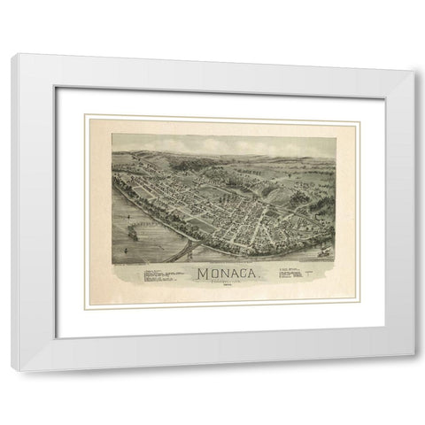 Monaca Pennsylvania - Fowler 1900 White Modern Wood Framed Art Print with Double Matting by Fowler