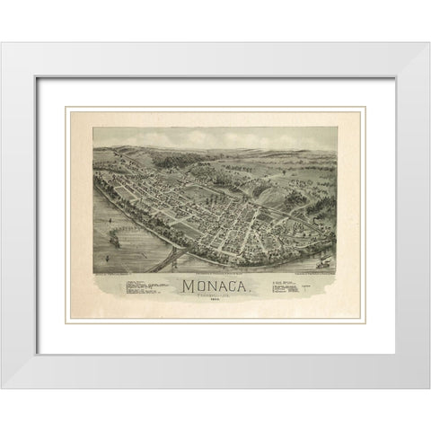Monaca Pennsylvania - Fowler 1900 White Modern Wood Framed Art Print with Double Matting by Fowler