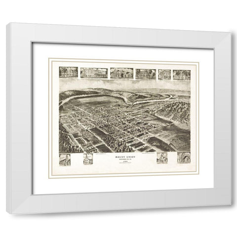 Mount Union Pennsylvania - Fowler 1906 White Modern Wood Framed Art Print with Double Matting by Fowler