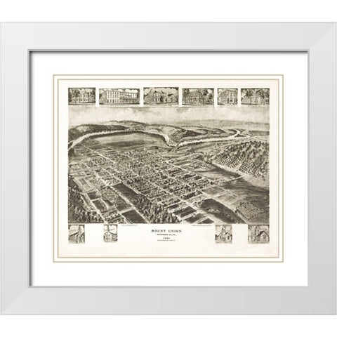 Mount Union Pennsylvania - Fowler 1906 White Modern Wood Framed Art Print with Double Matting by Fowler