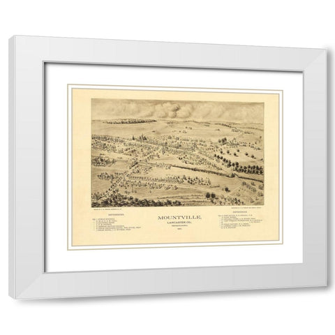 Mountville Pennsylvania - Fowler 1894 White Modern Wood Framed Art Print with Double Matting by Fowler