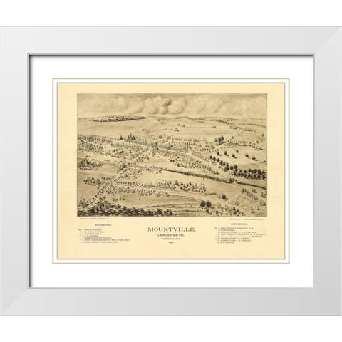 Mountville Pennsylvania - Fowler 1894 White Modern Wood Framed Art Print with Double Matting by Fowler
