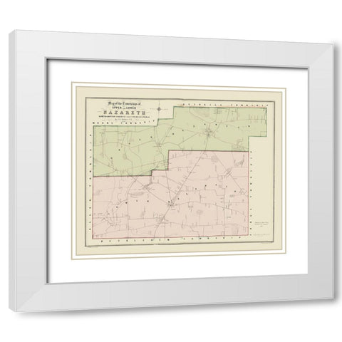 Nazareth Pennsylvania - Sidney 1850 White Modern Wood Framed Art Print with Double Matting by Sidney