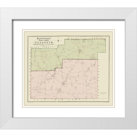 Nazareth Pennsylvania - Sidney 1850 White Modern Wood Framed Art Print with Double Matting by Sidney