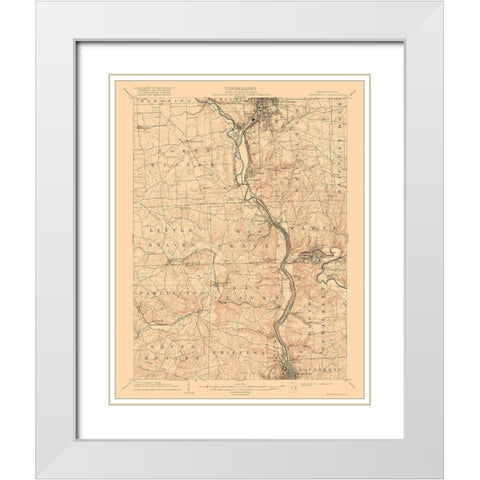 New Castle Pennsylvania Quad - USGS 1904 White Modern Wood Framed Art Print with Double Matting by USGS