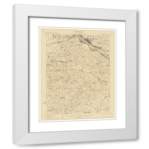 New Cumberland Pennsylvania Quad - USGS 1906 White Modern Wood Framed Art Print with Double Matting by USGS