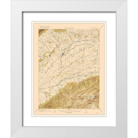Newville Pennsylvania Quad - USGS 1919 White Modern Wood Framed Art Print with Double Matting by USGS