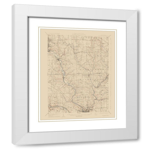 Neshannock Pennsylvania Quad - USGS 1907 White Modern Wood Framed Art Print with Double Matting by USGS