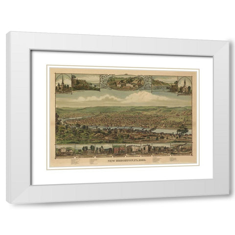 New Brighton Pennsylvania - Corbin 1883 White Modern Wood Framed Art Print with Double Matting by Corbin