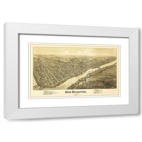New Brighton Pennsylvania - Fowler 1901 White Modern Wood Framed Art Print with Double Matting by Fowler