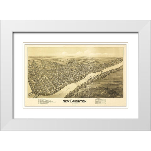 New Brighton Pennsylvania - Fowler 1901 White Modern Wood Framed Art Print with Double Matting by Fowler