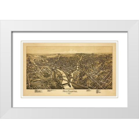 New Castle Pennsylvania - Fowler 1896 White Modern Wood Framed Art Print with Double Matting by Fowler