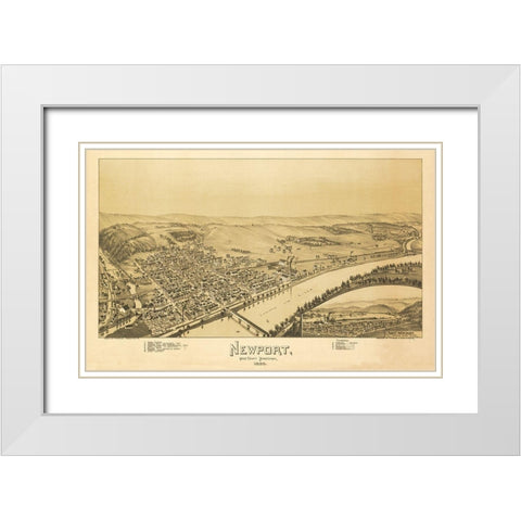 Newport Pennsylvania - Fowler 1895 White Modern Wood Framed Art Print with Double Matting by Fowler