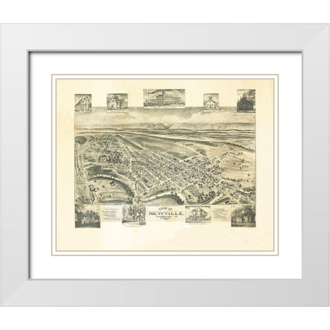 Newville Pennsylvania - Fowler 1903 White Modern Wood Framed Art Print with Double Matting by Fowler