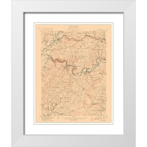 New Florence Pennsylvania Quad - USGS 1922 White Modern Wood Framed Art Print with Double Matting by USGS