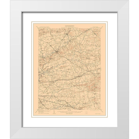 New Holland Pennsylvania Quad - USGS 1908 White Modern Wood Framed Art Print with Double Matting by USGS