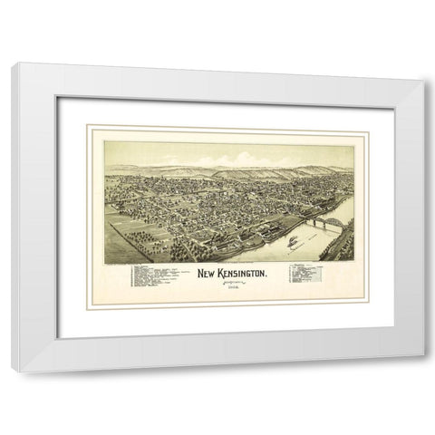 New Kensington Pennsylvania - Fowler 1902 White Modern Wood Framed Art Print with Double Matting by Fowler