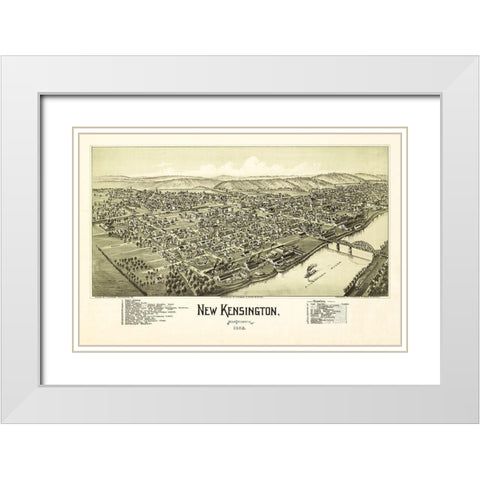 New Kensington Pennsylvania - Fowler 1902 White Modern Wood Framed Art Print with Double Matting by Fowler
