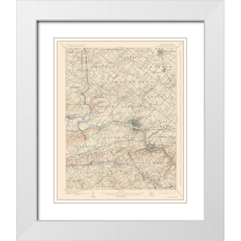 Norristown Pennsylvania Quad - USGS 1895 White Modern Wood Framed Art Print with Double Matting by USGS