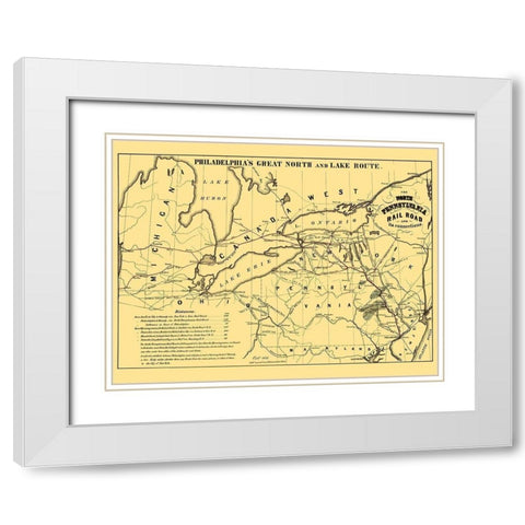 North Pennsylvania Railroad - Kollner 1853 White Modern Wood Framed Art Print with Double Matting by Kollner