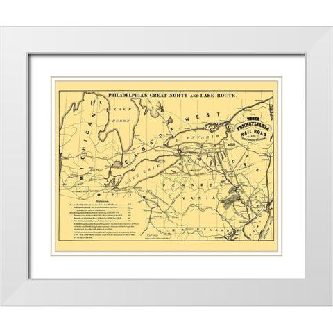 North Pennsylvania Railroad - Kollner 1853 White Modern Wood Framed Art Print with Double Matting by Kollner