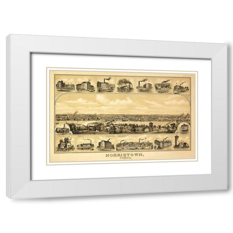 Norristown Pennsylvania -1881 White Modern Wood Framed Art Print with Double Matting by N/A