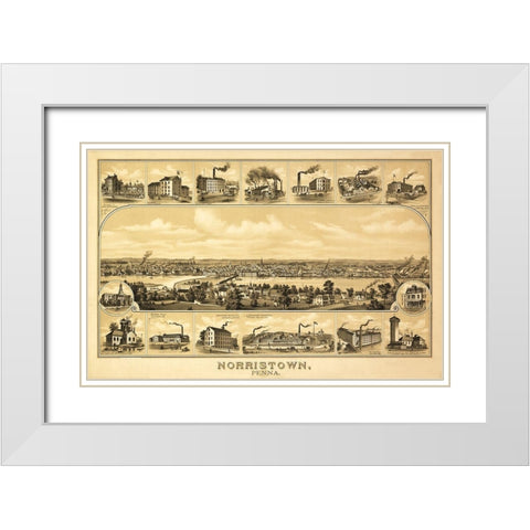 Norristown Pennsylvania -1881 White Modern Wood Framed Art Print with Double Matting by N/A