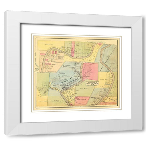 Oil Creek, Section 4 Pennsylvania Landowner White Modern Wood Framed Art Print with Double Matting by Mayer