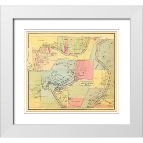 Oil Creek, Section 4 Pennsylvania Landowner White Modern Wood Framed Art Print with Double Matting by Mayer