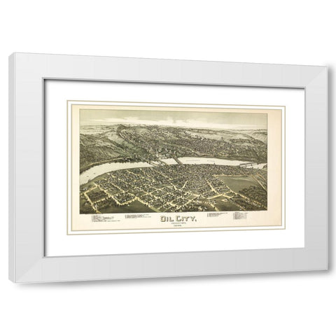 Oil City Pennsylvania - Fowler 1896 White Modern Wood Framed Art Print with Double Matting by Fowler