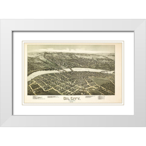 Oil City Pennsylvania - Fowler 1896 White Modern Wood Framed Art Print with Double Matting by Fowler