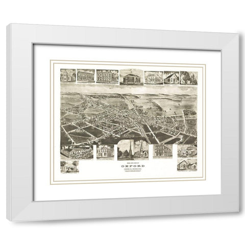 Oxford Pennsylvania - Fowler 1907 White Modern Wood Framed Art Print with Double Matting by Fowler