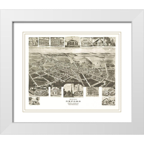 Oxford Pennsylvania - Fowler 1907 White Modern Wood Framed Art Print with Double Matting by Fowler