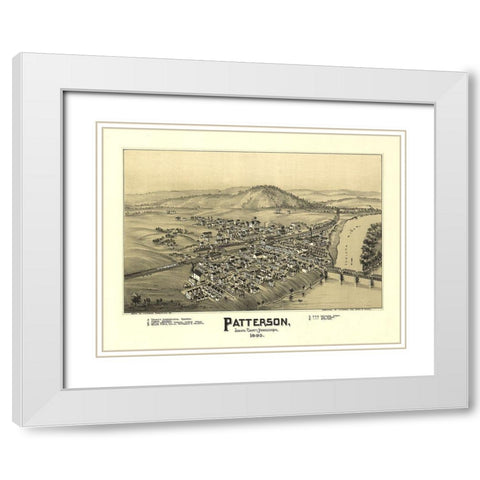 Patterson Pennsylvania - Fowler 1895 White Modern Wood Framed Art Print with Double Matting by Fowler
