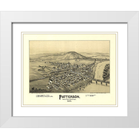 Patterson Pennsylvania - Fowler 1895 White Modern Wood Framed Art Print with Double Matting by Fowler
