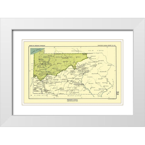 Pennsylvania - Hoen 1896 White Modern Wood Framed Art Print with Double Matting by Hoen