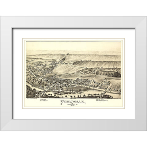 Peckville Pennsylvania - Fowler 1892 White Modern Wood Framed Art Print with Double Matting by Fowler