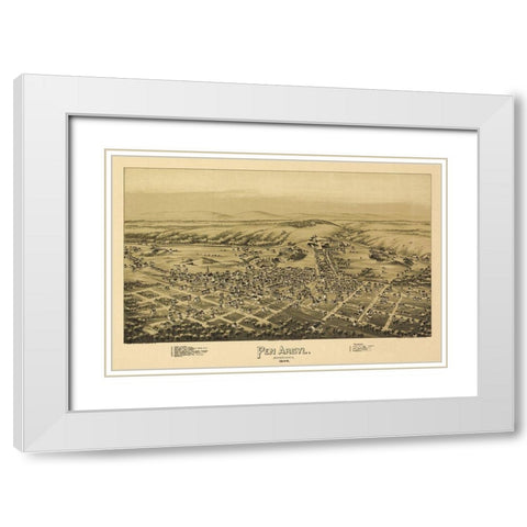 Pen Argyl Pennsylvania - Fowler 1894 White Modern Wood Framed Art Print with Double Matting by Fowler