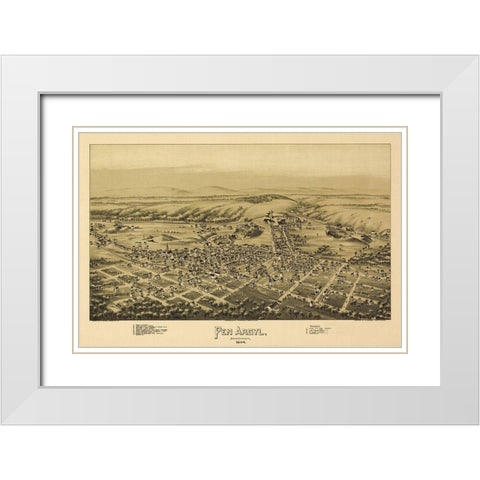Pen Argyl Pennsylvania - Fowler 1894 White Modern Wood Framed Art Print with Double Matting by Fowler