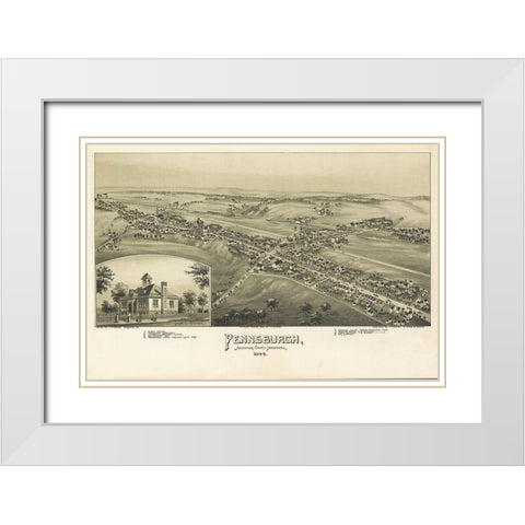 Pennsburg Pennsylvania - Fowler 1894 White Modern Wood Framed Art Print with Double Matting by Fowler