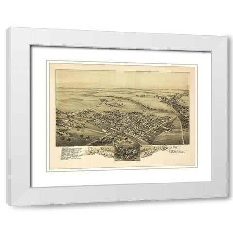 Perkasie Pennsylvania - Fowler 1894 White Modern Wood Framed Art Print with Double Matting by Fowler