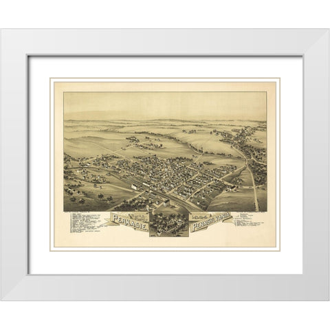 Perkasie Pennsylvania - Fowler 1894 White Modern Wood Framed Art Print with Double Matting by Fowler