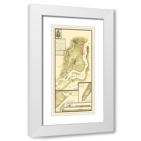 Philadelphia Pennsylvania Survey - Howe 1777 White Modern Wood Framed Art Print with Double Matting by Howe