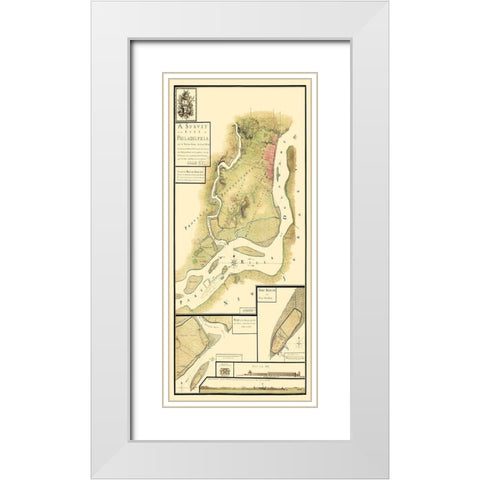 Philadelphia Pennsylvania Survey - Howe 1777 White Modern Wood Framed Art Print with Double Matting by Howe