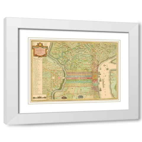 Philadelphia Pennsylvania Landowner - Varle 1802 White Modern Wood Framed Art Print with Double Matting by Varle